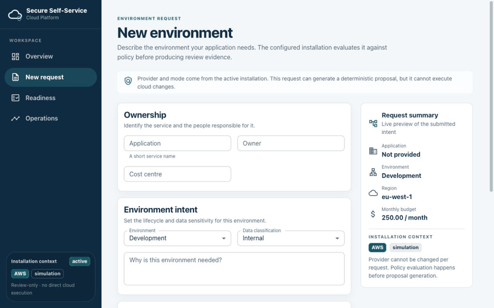 Portal request review walkthrough: submit a request and inspect its policy decision